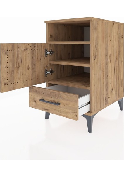 Kronos Komodin 3 Raflı Tek Çekmeceli Tek Kapaklı 44X59X80 Çam-Çam fırsatları