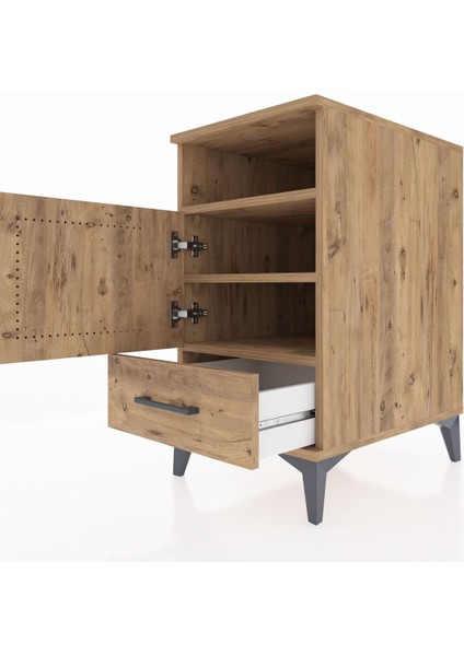 Kronos Komodin 3 Raflı Tek Çekmeceli Tek Kapaklı 44X59X80 Çam-Çam indirimleri