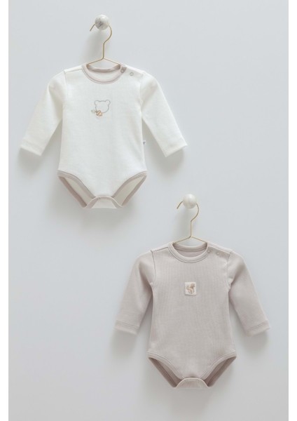 Hello Forest Ikili Uzun Kol Çıtçıtlı Body - Caramell - BE1955 - Gri - 6 - 9 Ay - BE1955-GRI-6 - 9 Ay Gri