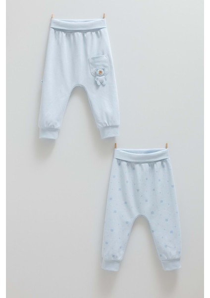 Cute Bear Cep Detaylı Patiksiz Ikili Pantolon - Caramell - APE1466 - Mavi - 9 - 12 Ay - APE1466-MAVI-9 - 12 Ay Mavi