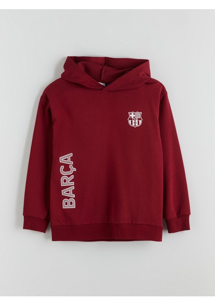 Yeni Sezon Kapüşonlu Barcelona Baskılı Erkek Çocuk Sweatshirt