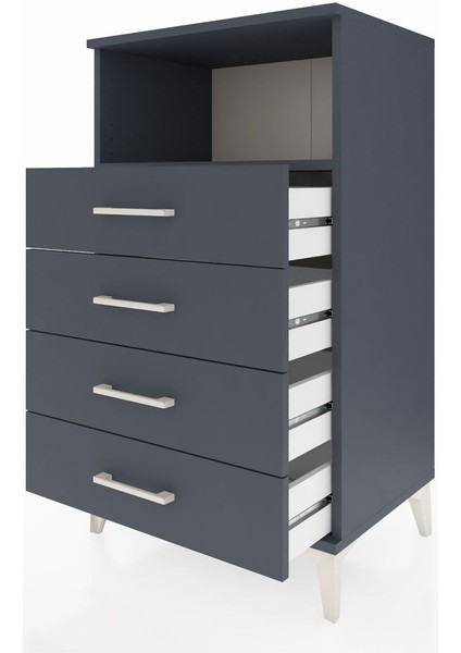 Hyperion Komodin Tek Raflı 4 Çekmeceli 60X44X106 Antrasit-Antrasit fırsatları