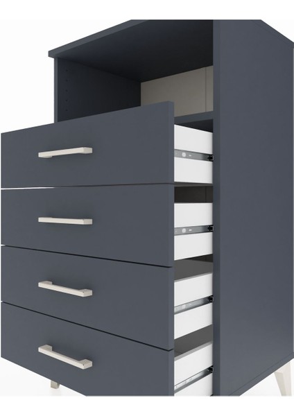 Hyperion Komodin Tek Raflı 4 Çekmeceli 60X44X106 Antrasit-Antrasit indirimleri