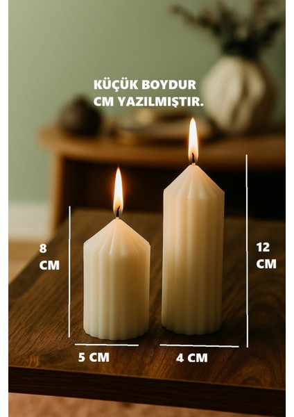 2 Li Sütun Mum Seti Dekoratif Beyaz Mum 2 Adet fiyatları