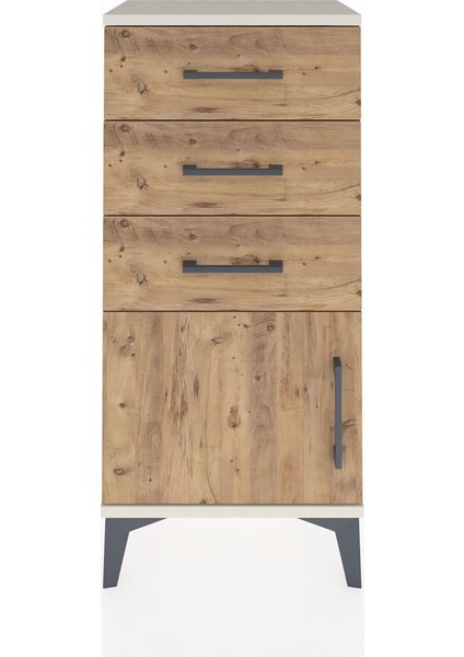 Arges Komodin 3 Çekmeceli Tek Kapaklı 44X30X96 Aytaşı-Çam