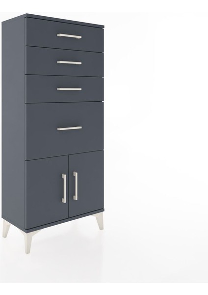 Hyperion Dolap 4 Çekmeceli 2 Kapaklı 60X44X134 Antrasit-Antrasit fiyatları