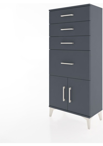 Hyperion Dolap 4 Çekmeceli 2 Kapaklı 60X44X134 Antrasit-Antrasit modelleri