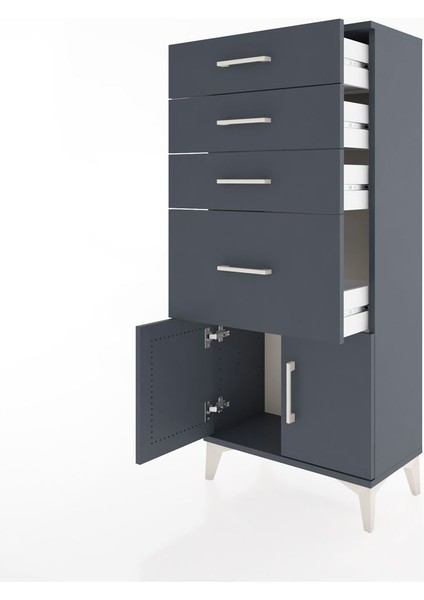 Hyperion Dolap 4 Çekmeceli 2 Kapaklı 60X44X134 Antrasit-Antrasit fırsatları