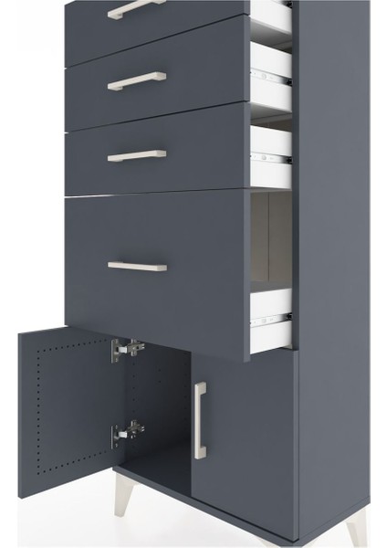 Hyperion Dolap 4 Çekmeceli 2 Kapaklı 60X44X134 Antrasit-Antrasit indirimleri