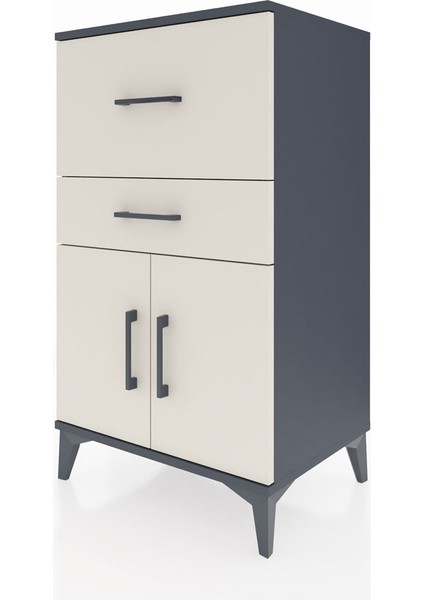 Hyperion Komodin Tek Raflı 2 Çekmeceli 2 Kapaklı 60X44X106 Antrasit-Aytaşı modelleri