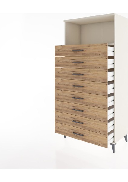 Hyperion Dolap Tek Raflı 8 Çekmeceli 88X44X182 Aytaşı-Çam fırsatları