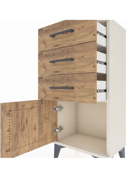 Arges Komodin 3 Çekmeceli Tek Kapaklı 44X30X96 Aytaşı-Çam indirimleri