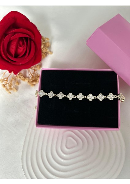 Renkli Taşlı Yonca Çiçek Bileklik Gold Gümüş Renk Su Yolu Vip Xuping Bileklik Sevgiliye Hediye fiyatları