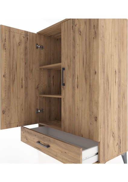 Hyperion Dolap 3 Raflı Tek Çekmeceli 2 Kapaklı 88X44X134 Çam-Çam indirimleri
