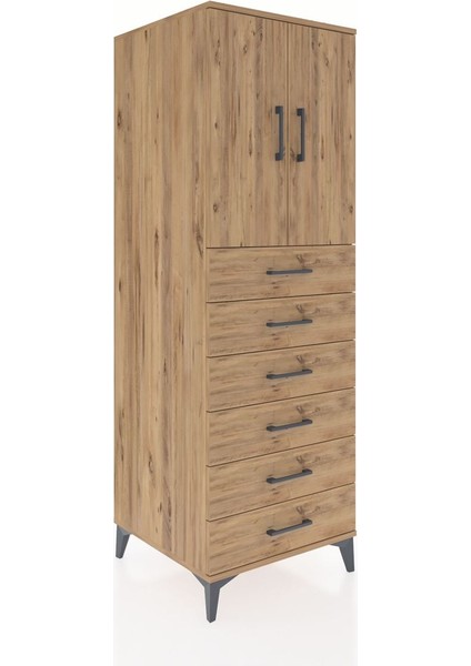 Kronos Dolap Tek Raflı 6 Çekmeceli 2 Kapaklı 60X59X182 Çam-Çam fiyatları