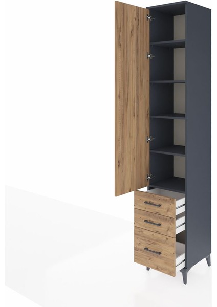 Hyperion Dolap 5 Raflı 3 Çekmeceli Tek Kapaklı 44X44X243 Antrasit-Çam fırsatları