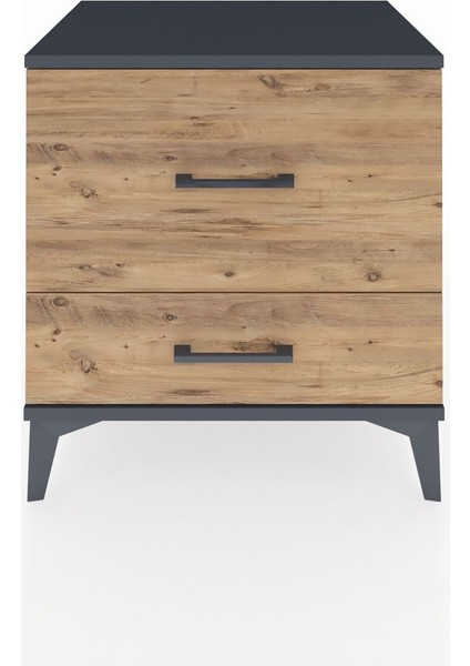 Hyperion Komodin 2 Çekmeceli 60X44X64 Antrasit-Çam