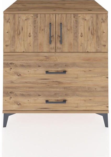Kronos Şifonyer 2 Raflı 2 Çekmeceli 2 Kapaklı 88X59X96 Çam-Çam
