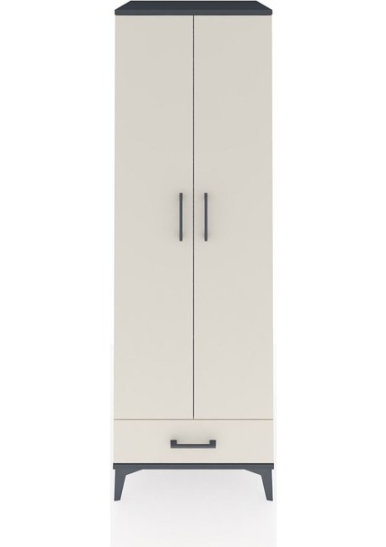 Kronos Dolap 2 Raflı Tek Çekmeceli Tek Askılı 60X59X182 Antrasit-Aytaşı