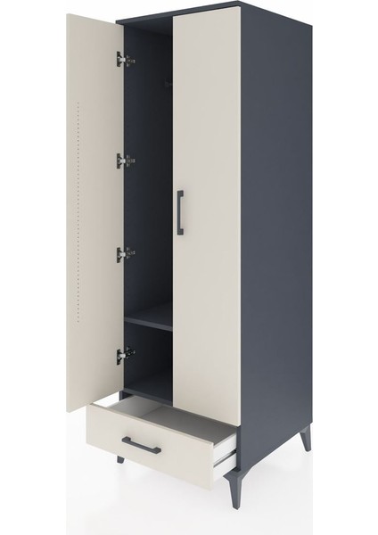 Kronos Dolap 2 Raflı Tek Çekmeceli Tek Askılı 60X59X182 Antrasit-Aytaşı fırsatları