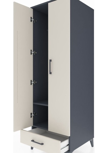 Kronos Dolap 2 Raflı Tek Çekmeceli Tek Askılı 60X59X182 Antrasit-Aytaşı indirimleri