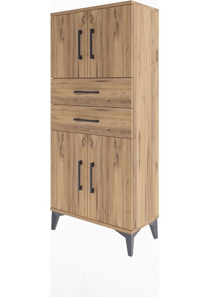 Arges Dolap Tek Raflı 2 Çekmeceli 4 Kapaklı 60X30X134 Çam-Çam modelleri