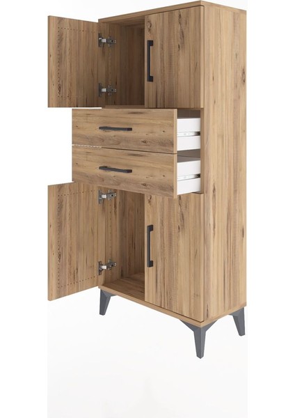 Arges Dolap Tek Raflı 2 Çekmeceli 4 Kapaklı 60X30X134 Çam-Çam fırsatları