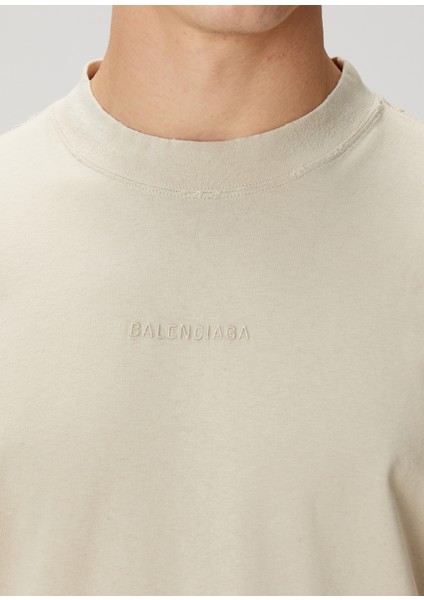 Bej Logo Nakışlı T-Shirt indirimleri