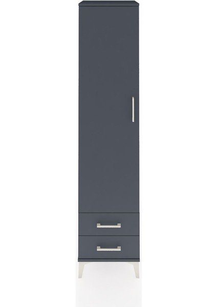 Hyperion Dolap 3 Raflı 2 Çekmeceli Tek Askılı 44X44X195 Antrasit-Antrasit