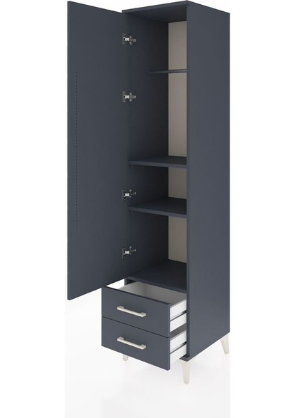 Hyperion Dolap 3 Raflı 2 Çekmeceli Tek Askılı 44X44X195 Antrasit-Antrasit fırsatları