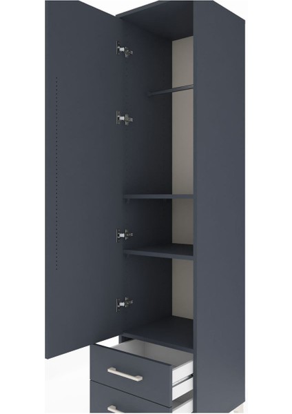 Hyperion Dolap 3 Raflı 2 Çekmeceli Tek Askılı 44X44X195 Antrasit-Antrasit indirimleri