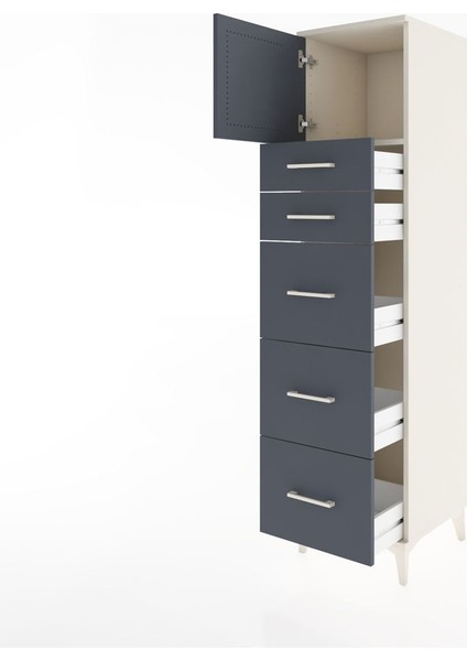 Hyperion Dolap Tek Raflı 5 Çekmeceli Tek Kapaklı 44X44X182 Aytaşı-Antrasit fırsatları