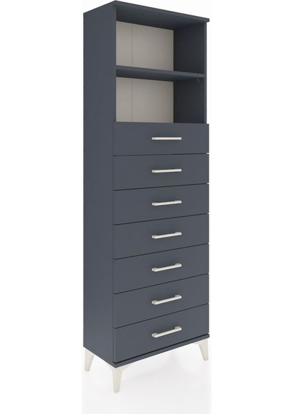 Arges Dolap 2 Raflı 7 Çekmeceli 60X30X182 Antrasit-Antrasit fiyatları