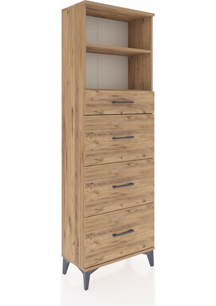 Arges Dolap 2 Raflı 4 Çekmeceli 60X30X182 Çam-Çam fiyatları