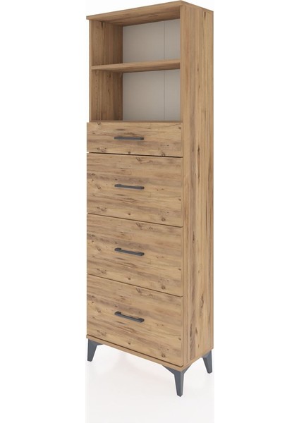 Arges Dolap 2 Raflı 4 Çekmeceli 60X30X182 Çam-Çam modelleri