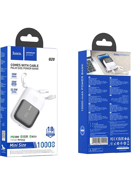 Hoco Q20 Fountain 10000MAH 22.5W+PD20W Dijital Göstergeli Kablolu POWERBANK-(1903) indirimleri