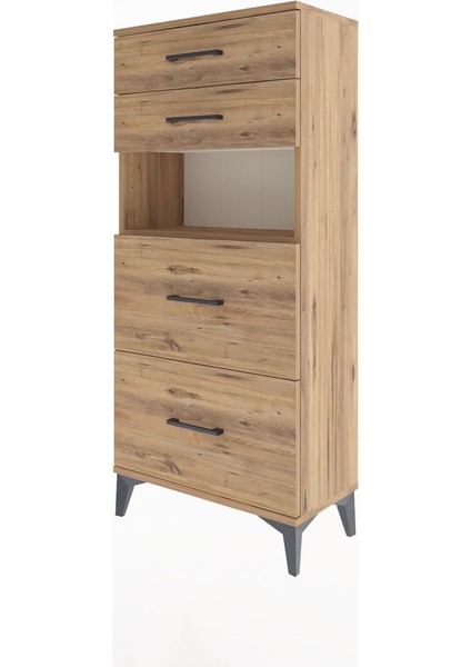 Arges Dolap Tek Raflı 4 Çekmeceli 60X30X134 Çam-Çam modelleri