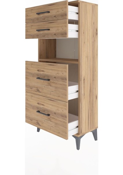 Arges Dolap Tek Raflı 4 Çekmeceli 60X30X134 Çam-Çam fırsatları