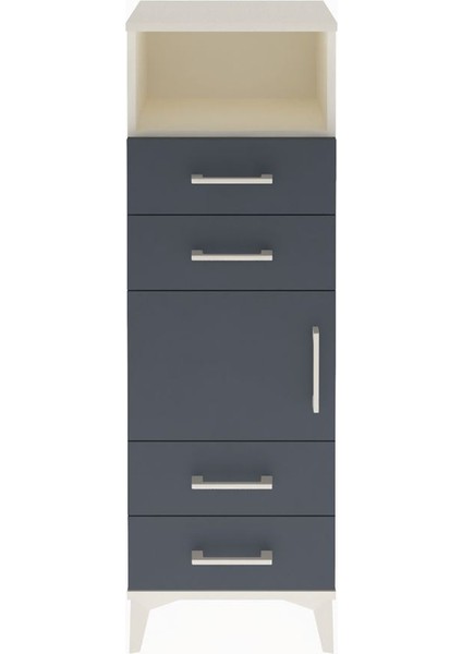 Arges Dolap 2 Raflı 4 Çekmeceli Tek Kapaklı 44X30X134 Aytaşı-Antrasit