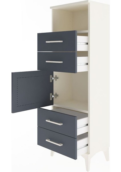 Arges Dolap 2 Raflı 4 Çekmeceli Tek Kapaklı 44X30X134 Aytaşı-Antrasit fırsatları