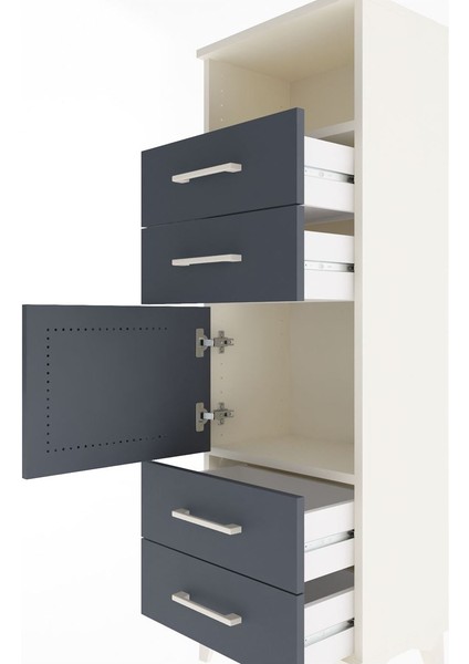 Arges Dolap 2 Raflı 4 Çekmeceli Tek Kapaklı 44X30X134 Aytaşı-Antrasit indirimleri