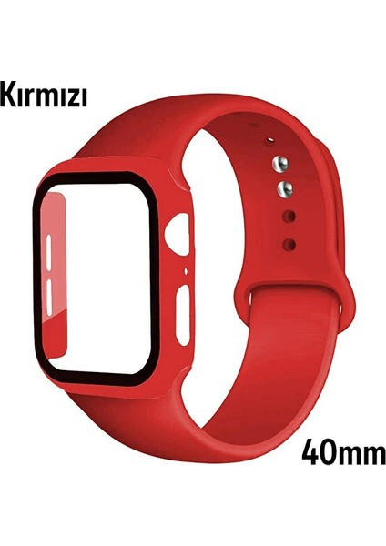 Ally Apple Watch 4-5-6 40MM Silikon Kordon Kayış ve Ekran Koruyucu KILIF-(1903)