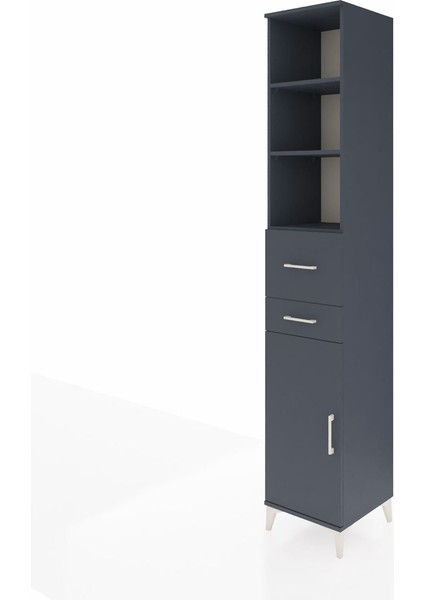 Hyperion Dolap 4 Raflı 2 Çekmeceli Tek Kapaklı 44X44X243 Antrasit-Antrasit modelleri