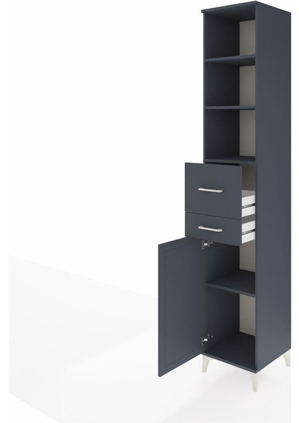 Hyperion Dolap 4 Raflı 2 Çekmeceli Tek Kapaklı 44X44X243 Antrasit-Antrasit fırsatları