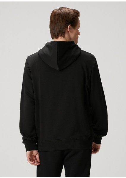 Siyah Kapüşonlu Organik Pamuk Sweatshirt fırsatları