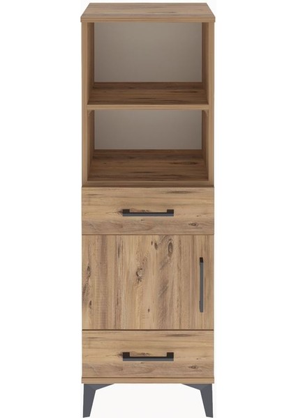 Arges Dolap 3 Raflı 2 Çekmeceli Tek Kapaklı 44X30X134 Çam-Çam