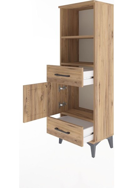 Arges Dolap 3 Raflı 2 Çekmeceli Tek Kapaklı 44X30X134 Çam-Çam fırsatları