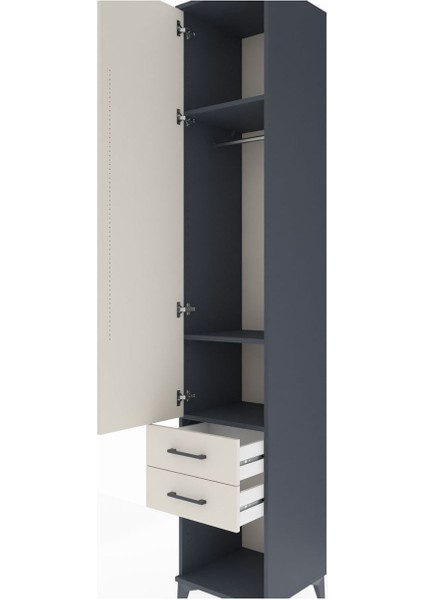 Hyperion Dolap 3 Raflı 2 Çekmeceli Tek Askılı 44X44X243 Antrasit-Aytaşı indirimleri