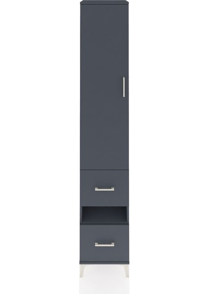 Hyperion Dolap 3 Raflı 2 Çekmeceli Tek Askılı 44X44X243 Antrasit-Antrasit
