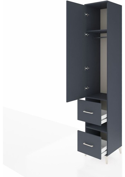 Hyperion Dolap 3 Raflı 2 Çekmeceli Tek Askılı 44X44X243 Antrasit-Antrasit fırsatları
